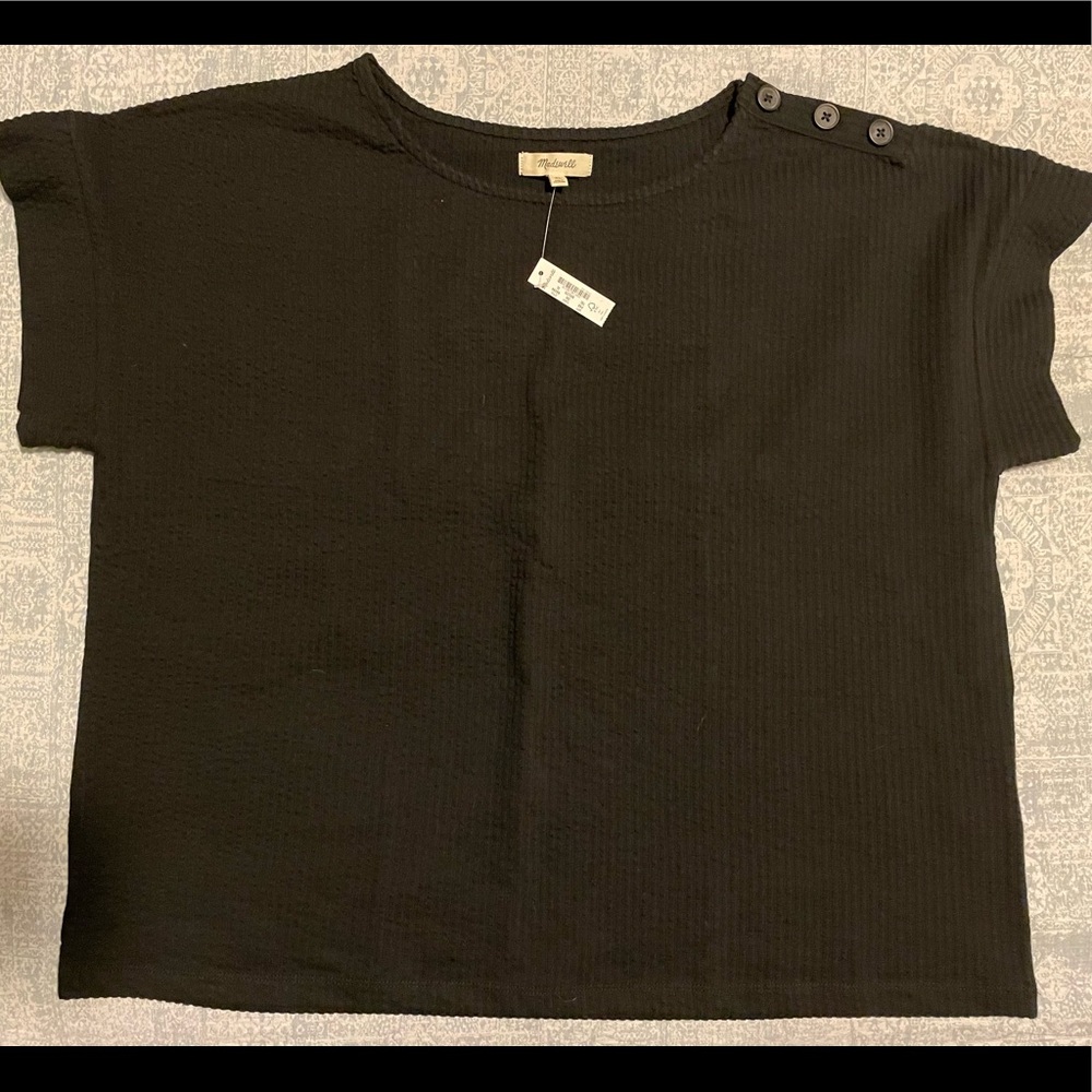 Madewell Seersucker Button-Shoulder Top